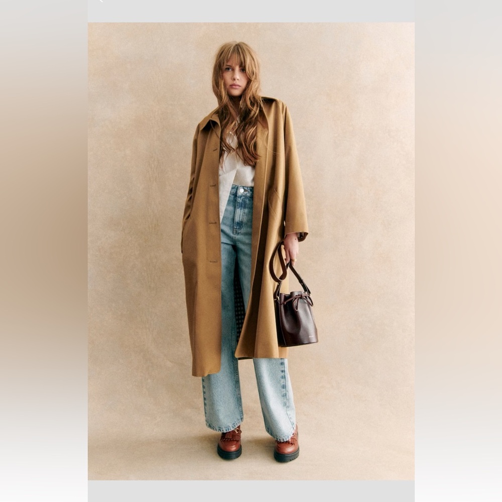 Sezane Clyde Trench Coat in Camel